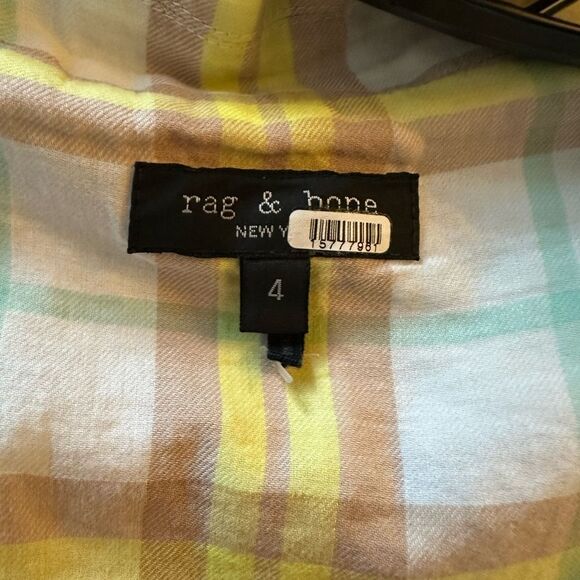 Rag and Bone Margot  Yellow White Plaid Lightweight Blazer | Size 4 - Picture 8 of 9